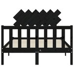 vidaXL Cadre de lit sans matelas noir bois de pin massif