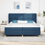 vidaXL Lit à ressorts avec matelas gris foncé 90x190 cm Bleu tissu