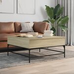 vidaXL Table basse chêne sonoma 95x95x45 cm bois d'ingénierie et métal