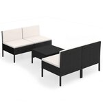 vidaXL Salon de jardin 5 Pièces avec coussins Résine tressée Noir