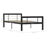 vidaXL Cadre de lit sans matelas noir et blanc métal 100x200 cm