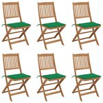 vidaXL Chaises pliables de jardin 6 Pièces avec coussins Bois d'acacia