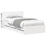 vidaXL Cadre de lit avec rangement Blanc 75 x 190 cm Bois d'ingénierie