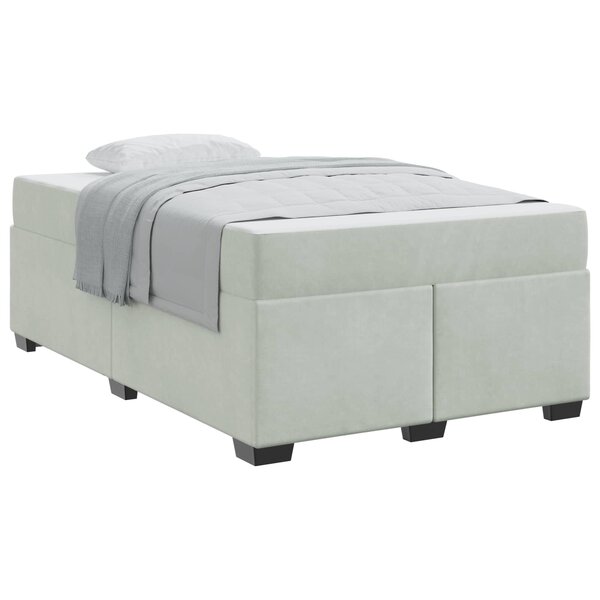 vidaXL Cadre de lit avec matelas Gris clair 120 x 190 cm tissu