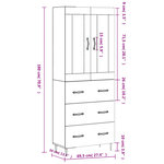 vidaXL Buffet haut Gris béton 69 5x34x180 cm Bois d'ingénierie