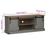 VidaXL Meuble TV HALDEN 2 portes coulissantes gris 150x40x60 cm