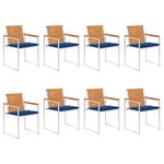 vidaXL Chaises de jardin 8 Pièces avec coussins Bois d'acacia solide