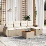 vidaXL Salon de jardin avec coussins 6 Pièces beige résine tressée