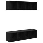 vidaXL Meuble TV mural avec étagère avec stockage 4 Pièces Chêne noir 37 x 37 x 72 cm