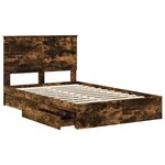 vidaXL Lit de Rangement Chêne fumé 120 x 190 cm Bois d'ingénierie