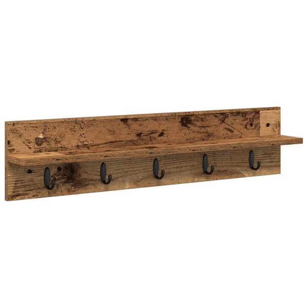 vidaXL Porte-manteau mural avec étagère Bois ancien 80 x 10.5 x 18 cm