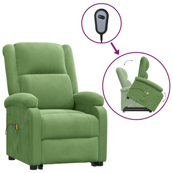 vidaXL Fauteuil de massage Vert clair Velours