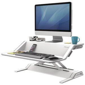 Lotus™, Station de travail réglable debout/assis, acier, 14 x 83 x 61,5 cm, blanc