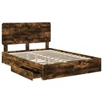 vidaXL Lit de Rangement Chêne fumé 140 x 200 cm Bois d'ingénierie