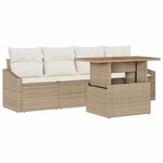 vidaXL Ensemble de canapé de jardin 5 Pièces Beige Poly rotin