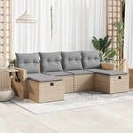 vidaXL Salon de jardin avec coussins 6 Pièces beige résine tressée