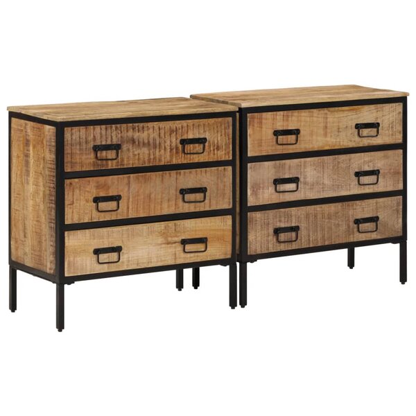 vidaXL Buffets 2 Pièces 70x35x70 cm bois de manguier brut massif