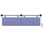 vidaXL Tête de lit suspendue Avec lumière LED Bleu denim Tissu
