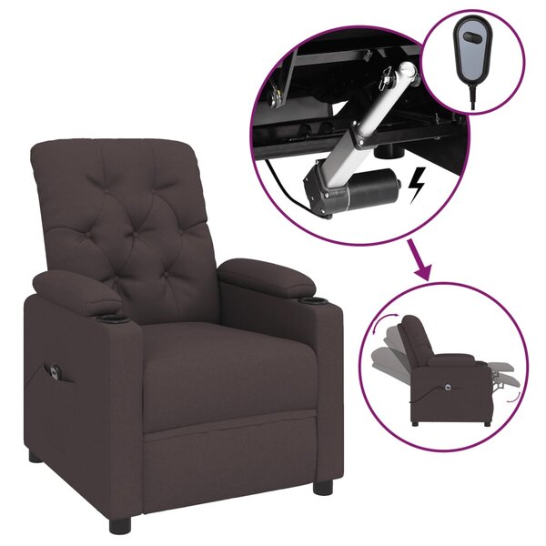 vidaXL Fauteuil inclinable électrique Marron foncé Tissu
