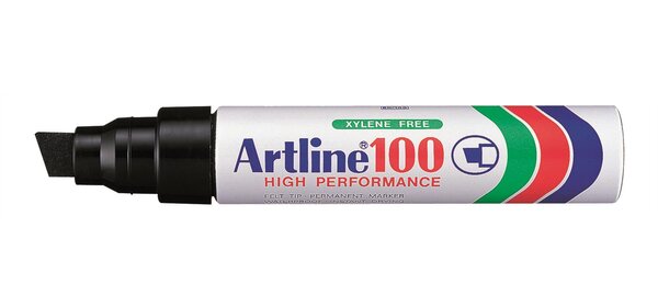 Marqueur '100' permanent indélébile pointe biseautée 7 5 & 12 mm noir ARTLINE