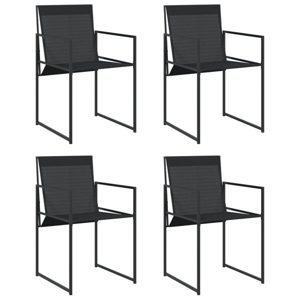 vidaXL Chaises de jardin 4 Pièces noir acier et textilène