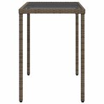 vidaXL Table de jardin dessus en verre gris 115x54x74cm résine tressée