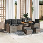 vidaXL Ensemble de canapé de jardin 10 Pièces Gris polyrotin
