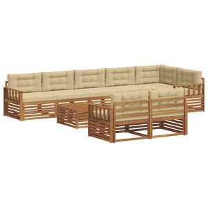 vidaXL Ensemble de canapés d'extérieur 9 Pièces Naturel et Beige