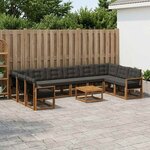 vidaXL Ensemble de canapés d'extérieur 11 Pièces Naturel et noir