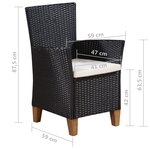 vidaXL Ensemble à manger d'extérieur 9 Pièces Résine tressée noir marron