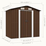 vidaXL Abri de stockage pour jardin Marron 204x132x186 cm Acier