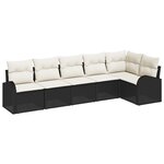 Ensemble de 6 Canapés de Jardin avec Coussins Noir en Poly Rotin