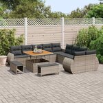 vidaXL Ensemble de canapé de jardin 13 Pièces Gris polyrotin