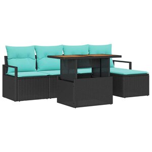 vidaXL Ensemble de salle à manger pour jardin 6 Pièces Noir et Sarcelle