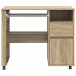 vidaXL Bureau avec roues avec tiroir Chêne Sonoma 91 x 50 x 77 cm