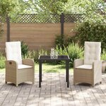 vidaXL Ensemble de salle à manger pour jardin 3 Pièces Beige polyrotin