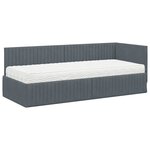 vidaXL Cadre de lit d'angle avec matelas 2 Pièces Gris Velours