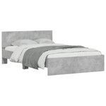 vidaXL Cadre de lit avec tête de lit et LED gris béton 140x190 cm