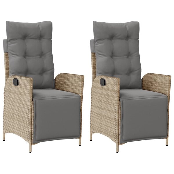 vidaXL Chaises inclinables de jardin lot de 2 avec repose-pied rotin