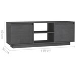 vidaXL Meuble TV Gris 110x30x40 cm Bois de pin massif