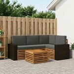 vidaXL Ensemble de canapés d'extérieur 5 Pièces Naturel et Anthracite