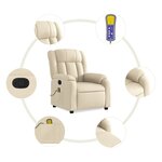 vidaXL Fauteuil de massage inclinable crème tissu