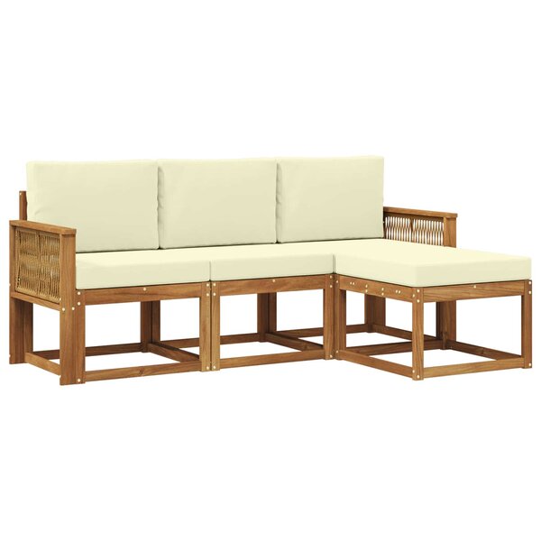 vidaXL Ensemble de canapés d'extérieur 4 pc Naturel et Crème Polyester