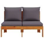 vidaXL Canapé de jardin sans accoudoirs coussins 2 places bois acacia