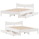 vidaXL Cadre de lit avec tiroirs blanc 120x200 cm bois de pin massif