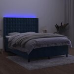 vidaXL Sommier à lattes de lit matelas et LED Bleu foncé 140x200 cm