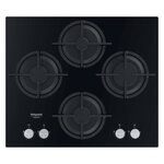 HOTPOINT- HAGS61SBK - Table de cuisson gaz - 4 foyers - 7300W - L55.8 x l48.3cm -Noir