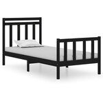 vidaXL Cadre de lit Noir Bois massif 75x190 cm Petit simple