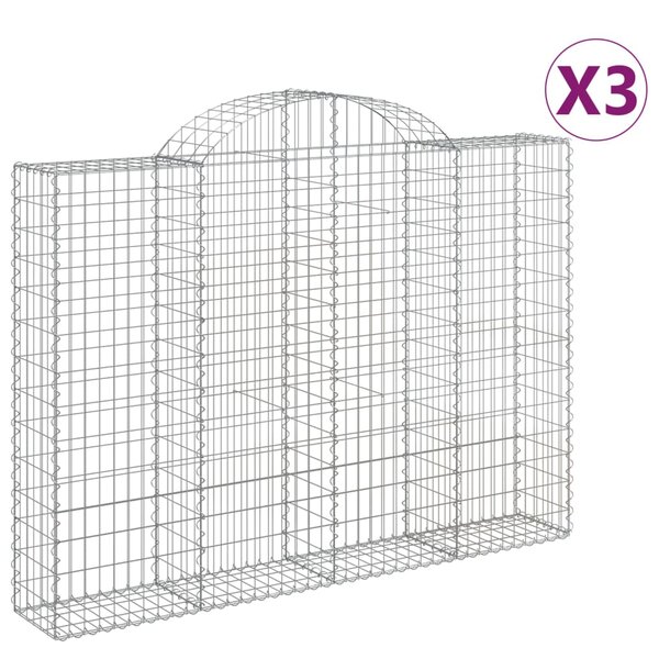 vidaXL Paniers à gabions arqués 3 Pièces 200x30x140/160 cm Fer galvanisé