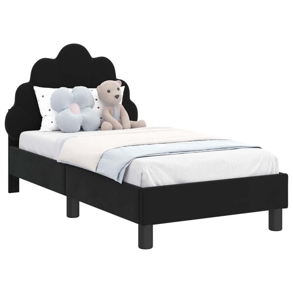 vidaXL Cadre de lit pour tout-petit avec tête de lit Noir 70 x 140 cm
